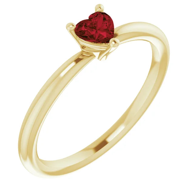 3-Prong Heart Shape Gemstone Solitaire Ring