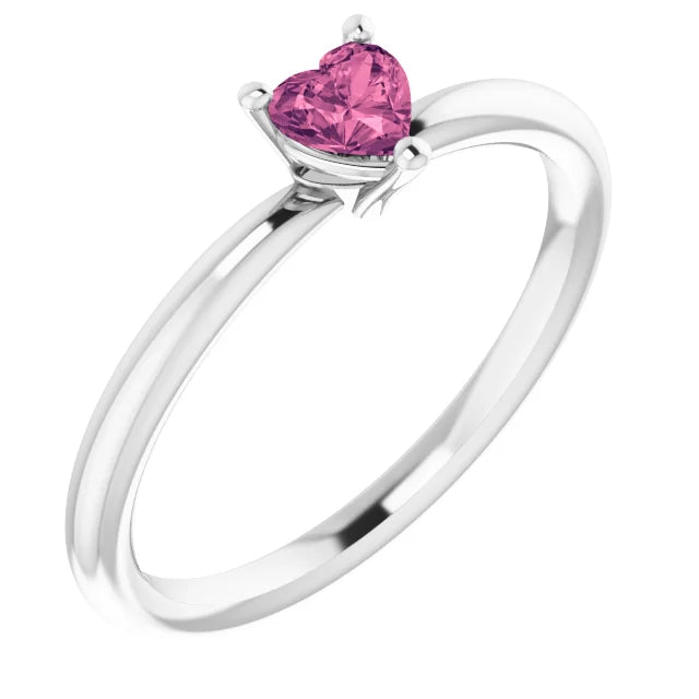 3-Prong Heart Shape Gemstone Solitaire Ring