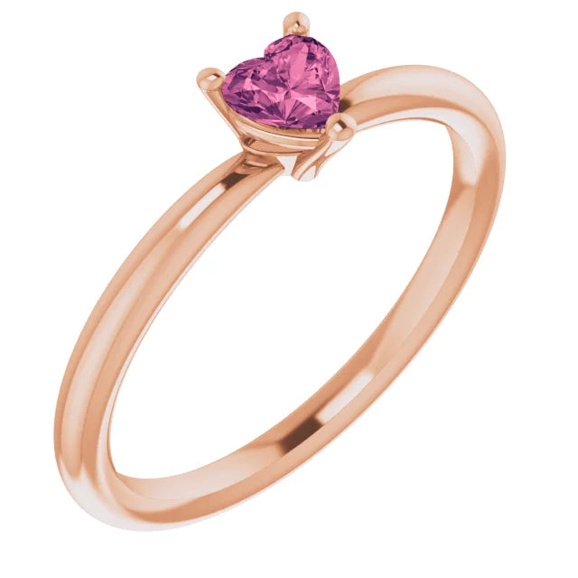 3-Prong Heart Shape Gemstone Solitaire Ring