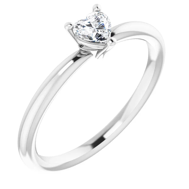 Heart Shape Gemstone Solitaire Ring (white Sapphire ring) 5X5 MM stone