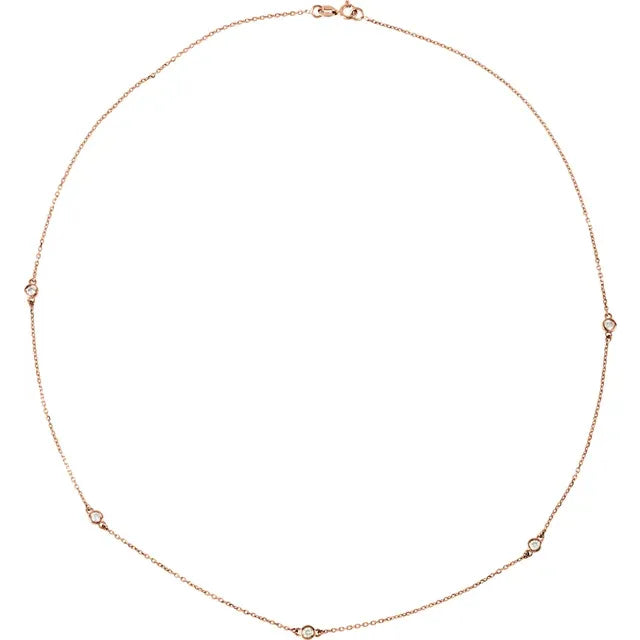 14K Gold & Natural Diamond Necklace Success 14k Rose Gold