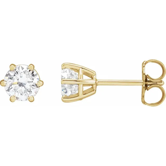 14K yellow gold diamond stud earrings 1 CTW