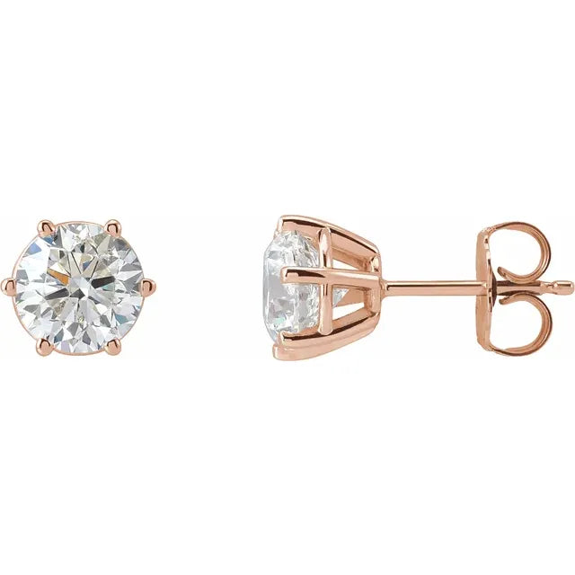 2CTW 14K Rose Gold diamond stud earrings 