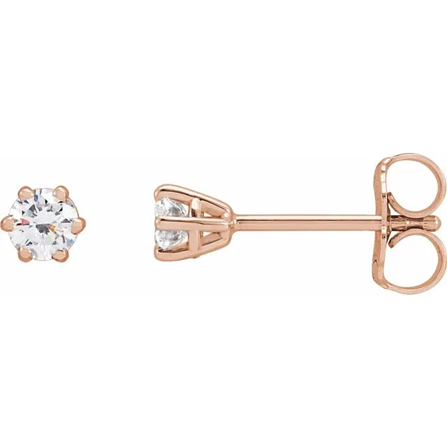 1/4 CTW 14K Rose diamond stud earrings