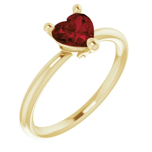 3-Prong Heart Shape Gemstone Solitaire Ring