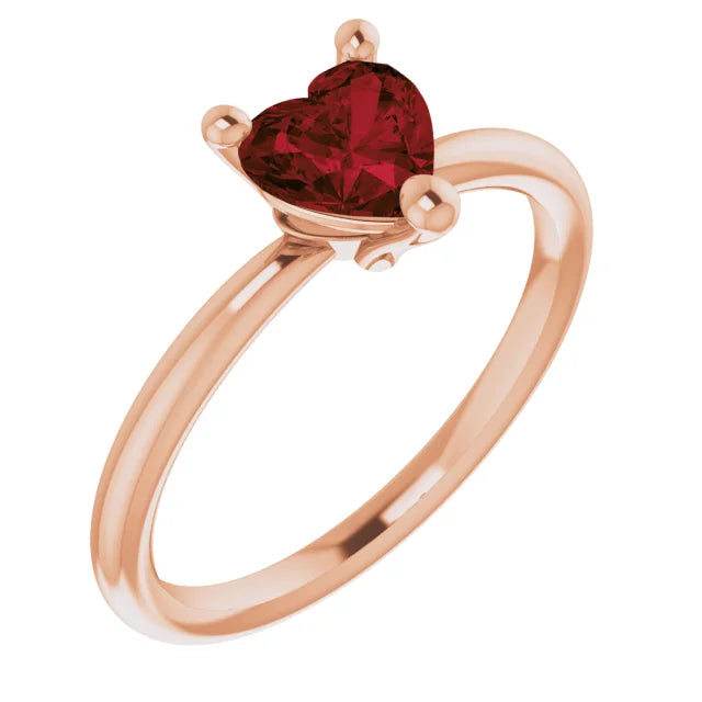 3-Prong Heart Shape Gemstone Solitaire Ring