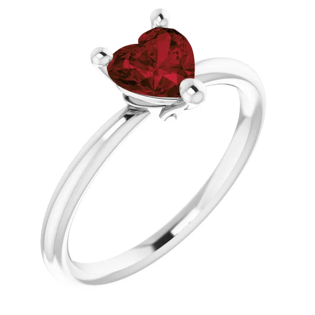 3-Prong Heart Shape Gemstone Solitaire Ring