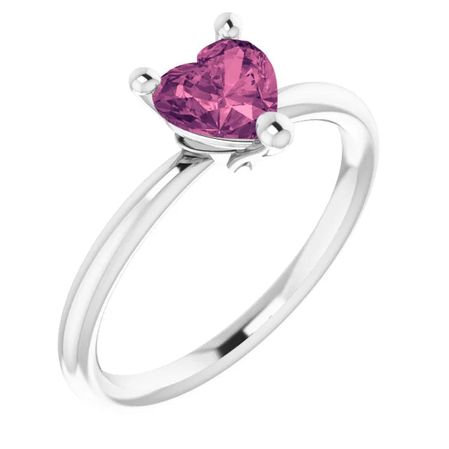 3-Prong Heart Shape Gemstone Solitaire Ring