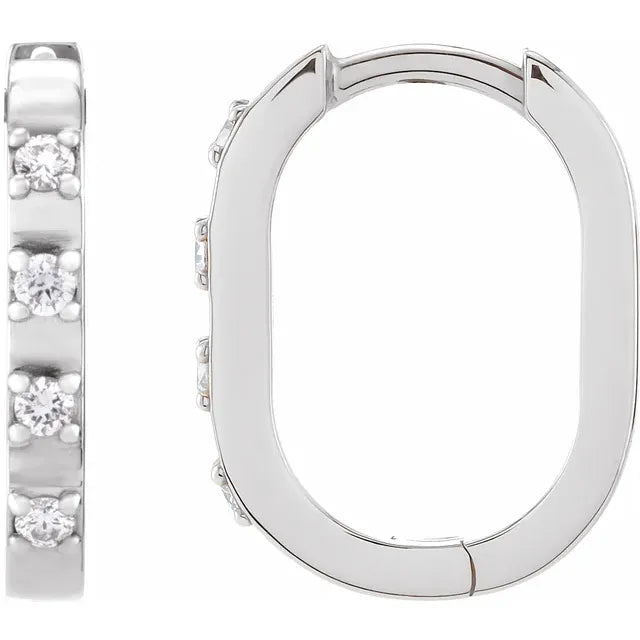 14 MM 14K White Gold Diamond hoops Details