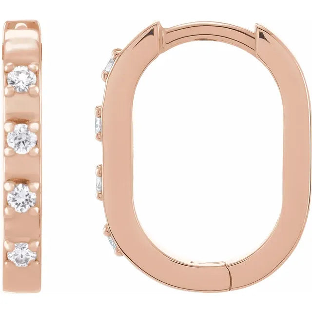 11.5 MM 14K Rose Diamond hoops Details