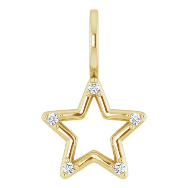 14 K Yellow Gold .03 CTW Natural Diamond Star Pendant