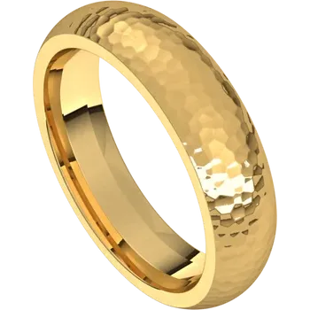 men gold wedding band 5 MM Hammered Finish 