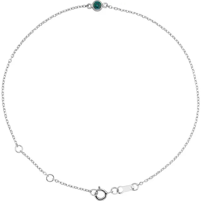 Emerald bracelet for women 14k White Gold