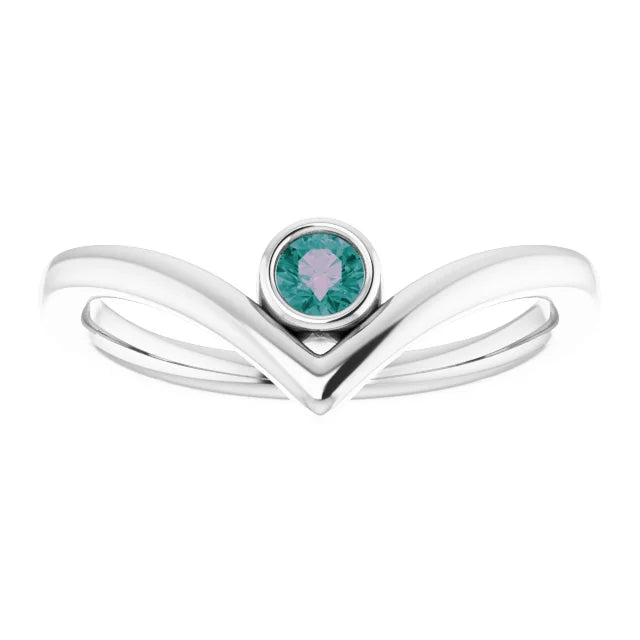 Alexandrite ring for women on 14k white gold
