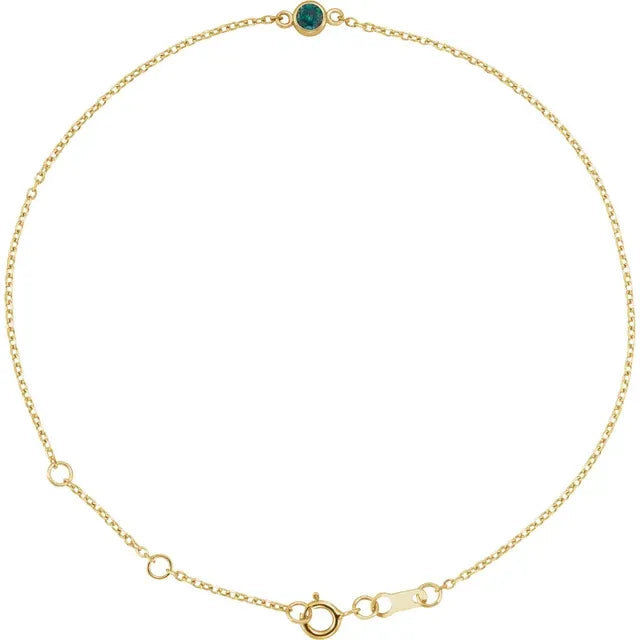 Alexandrite bracelet for women 14k Yellow Gold