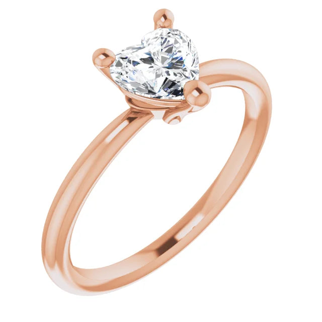 Heart Shape Gemstone Solitaire Ring (white Sapphire ring) 14K Rose Gold 6X6 MM