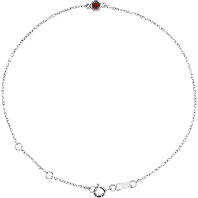 Garnet Bracelet 14k White Gold