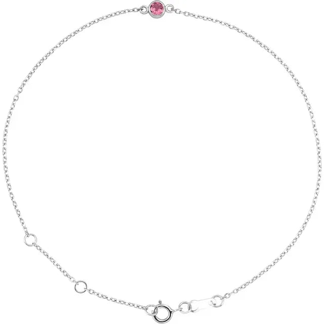 Pink Tourmaline Bracelet 14K White Gold