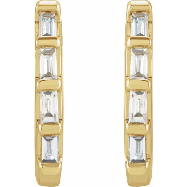 14 K Yellow Gold 1/10 CTW Natural Diamond Huggie Hoop Earrings