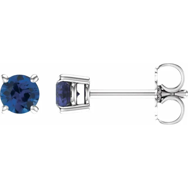 Blue Sapphire Stud earrings 4 MM