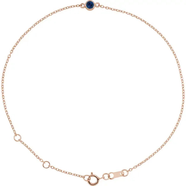 blue Sapphire bracelet for women 14k rose Gold