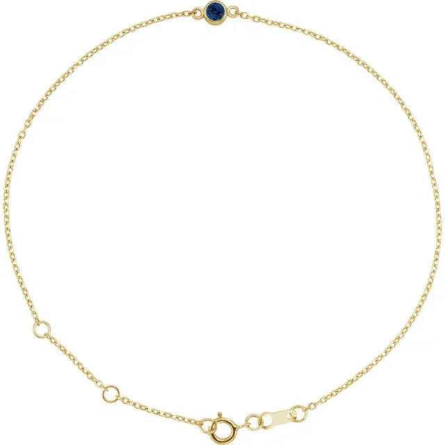 Sapphire bracelet for women 14k yellow Gold