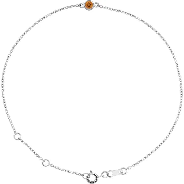 Citrine bracelet for women 14k White Gold