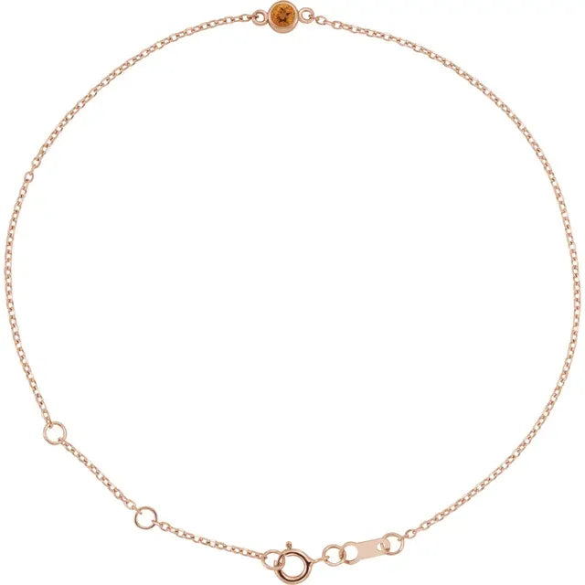 Citrine bracelet for women 14k Rose Gold