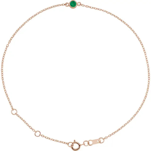 Emerald bracelet for women 14k Rose Gold