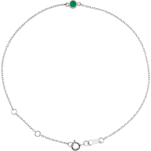 Emerald Bracelet for women 14k White Gold