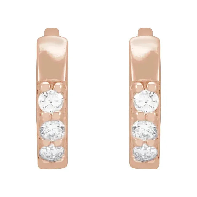 14K Rose gold Diamond hoop earrings for women 1/6 CTW