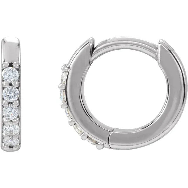 14K White gold Diamond hoop earrings for women 1/8 CTW