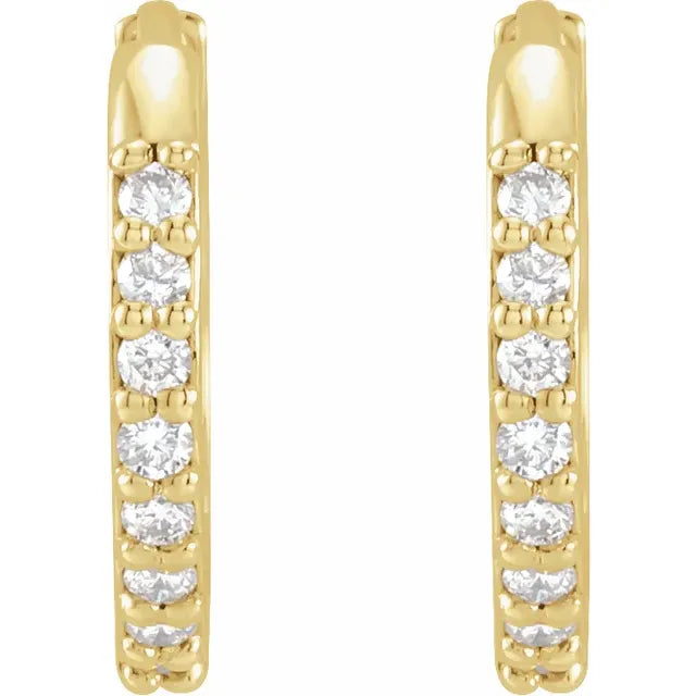 14K Yellow gold Diamond hoop earrings for women Details