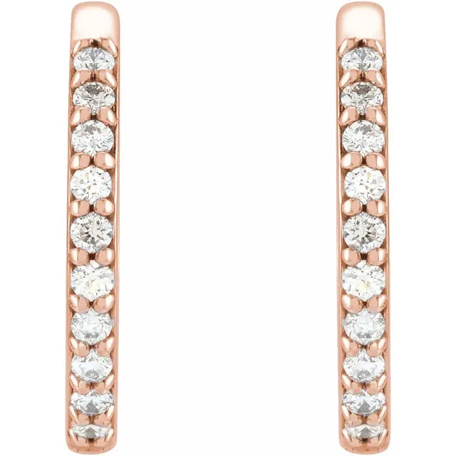 14K Rose gold Diamond hoop earrings for women 1 CTW Details 