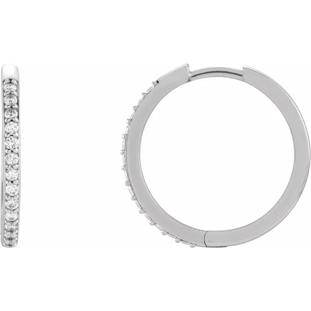 14K White gold Diamond hoop earrings for women 