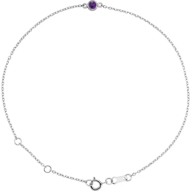 Amethyst Bracelet 14K White Gold 