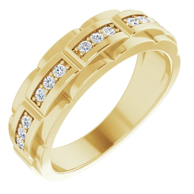 Men Ring 1/4 CTW Diamond on Yellow Gold side shot