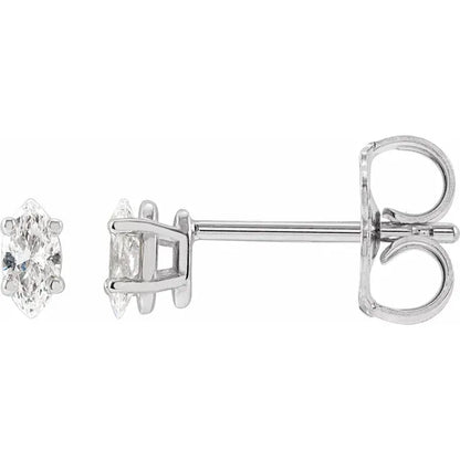 Marquise Cut 14K White Gold 1/8 CTW Diamond Stud Earrings Details