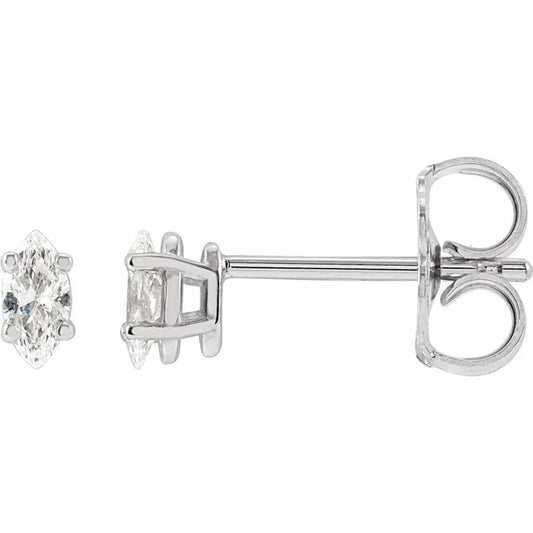 Marquise Cut 14K White Gold 1/8 CTW Diamond Stud Earrings Details