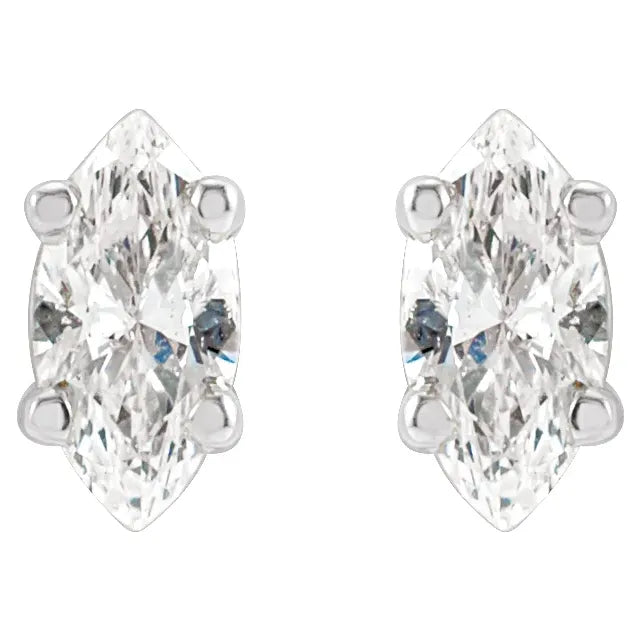 Marquise Cut 14K White Gold 1/8 CTW Diamond Stud Earrings