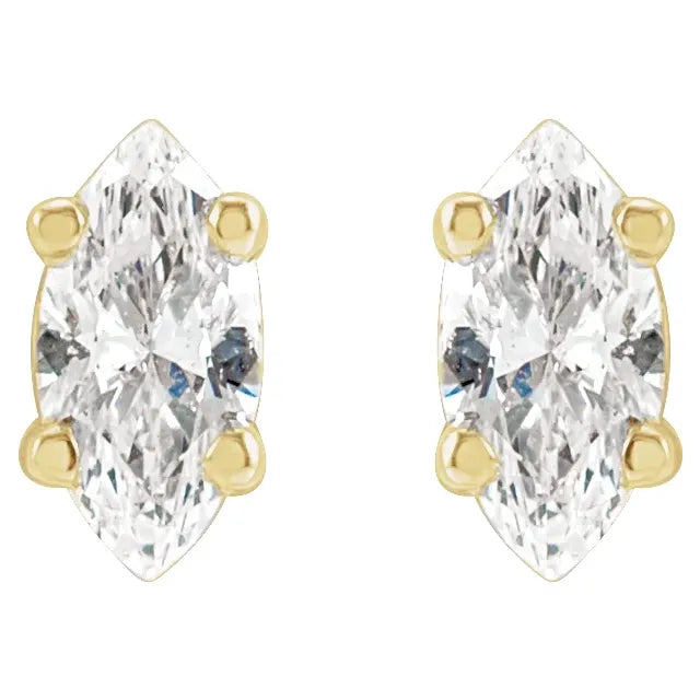 Marquise Cut 14K Yellow Gold 1/8 CTW Diamond Stud Earrings