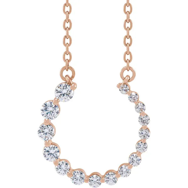 Circle Diamond Necklace with Gold Chain on Rose Gold front side Pic