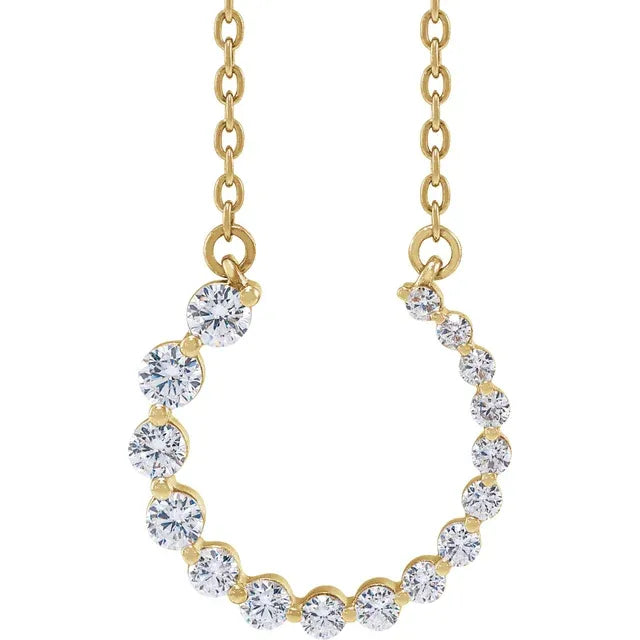 Circle Diamond Necklace with Gold Chain on Yellow Gold front side Pic