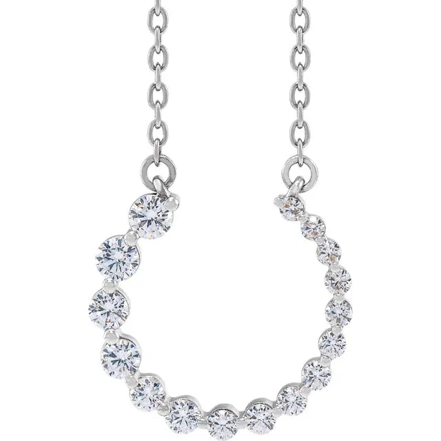 Circle Diamond Necklace with Gold Chain on White Gold front side Pic