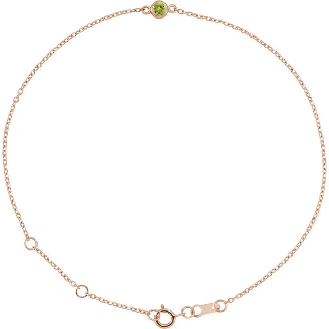 Gemstone Peridot bracelet for women 14k rose Gold