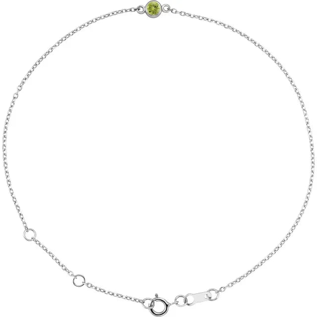 Peridot bracelet for women 14k White Gold