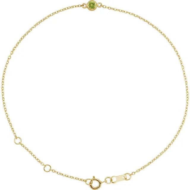 Peridot bracelet for women 14k Yellow Gold