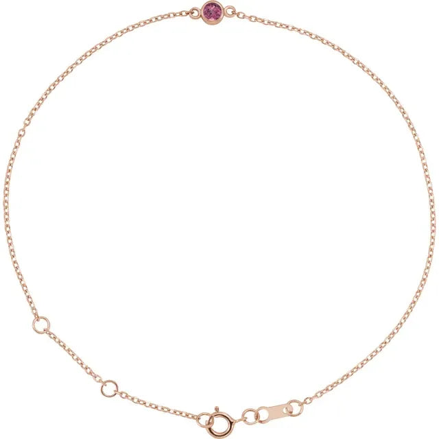 pink Tourmaline bracelet for women 14k Rose Gold