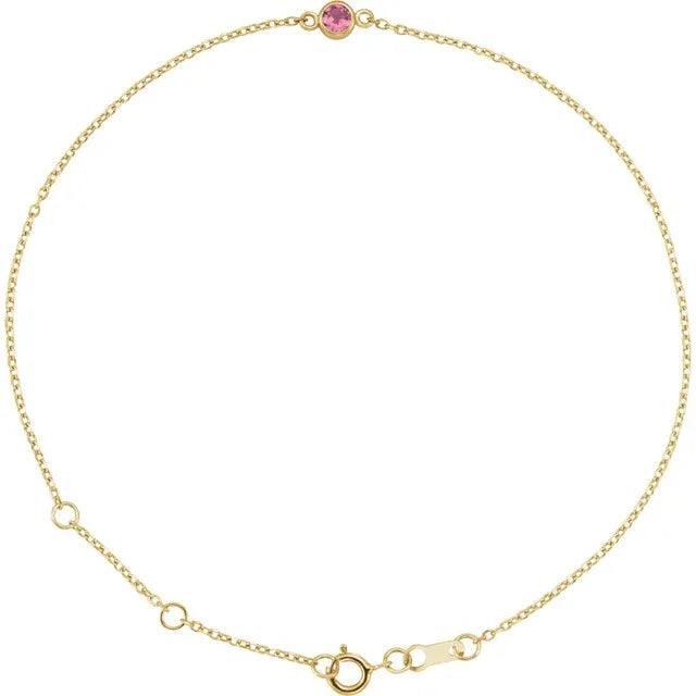 pink Tourmaline bracelet for women 14k Yellow Gold