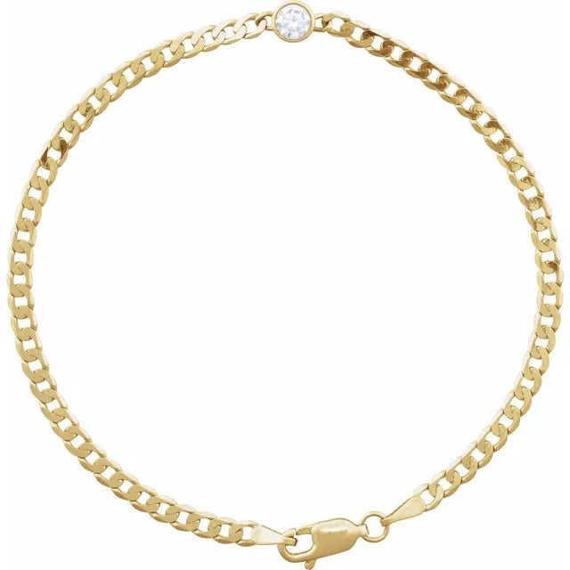 14K Yellow  Gold 1/5 CT Natural Diamond Link Bracelet